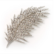 Большая металлическая брошь в виде пера с кристаллами и стразами в винтажном стиле, 3,55 дюйма 2024 - купить недорого