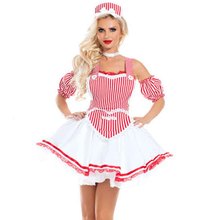 Sweet Girl Pink Stripe Fancy Dress Cospaly Sexy French Maid Cartoon Role-play Games Halloween Costume For Women Nurse Role Suits 2024 - buy cheap