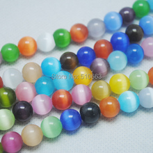 Lote de cuentas redondas de cristal de ojo de gato, accesorios sueltos de bolas, accesorios de moda DIY, tamaño 10mm, varios colores, 114 unidades 2024 - compra barato