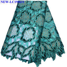 African lace fabric 2019 high quality Green color French mesh lace fabric with stone Nigerian french tulle lace fabrics NRE05 2024 - buy cheap