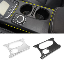 Estilo do carro abs textura de fibra carbono console central suporte copo água guarnição capa para mercedes benz a gla cla classe w176 x156 c117 2024 - compre barato