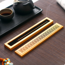Criativo de bambu madeira queimador incenso sândalo incenso vara titular oco aroma caixa decoração do escritório em casa ornamentos 2024 - compre barato