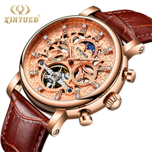 KINYUED Mens Watches Top Brand Luxury Automatic Self-wind Mechanical Watch Rose Gold Leather Tourbillon Skeleton Male Wristwatch 2024 - buy cheap