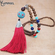 Yumfeel Brand Original Design New Vintage Necklace Handmade Wooden Nepal Beads Tibetan Red Tassel Pendant Necklace Jewelry Women 2024 - buy cheap