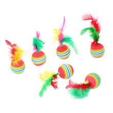 5Pcs/Set Cat Ball Toys with Feather Pets Kitten Teaser Interactive Funny Supply 2024 - buy cheap