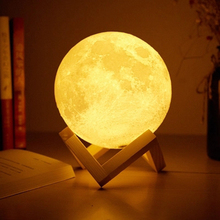 Foxanon сенсорный светильник прикроватная лампа USB 3D печать луна светильник s спальня романтические настольные лампы 2/16 цветов Изменение домашнего декора 2024 - купить недорого