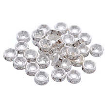 DoreenBeads 30 PCs Silver color Rhinestone Rondelle Spacers Beads Findings 5mm (B04278), yiwu 2024 - buy cheap