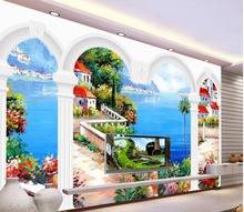 Europe style Mediterranean mural backdrop stereoscopic 3D wallpaper murals flowers Wall murals nature 2024 - buy cheap