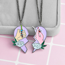 Fashion 2 PCS/set Necklace Best Friend Pink Heart Cigarette lighter pendants BFF Friendship Jewelry best buds for 2 friends gift 2024 - buy cheap