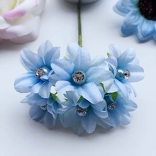Buquê de flores de seda artificiais pequenas 60 peças, 3cm, com diamante, para buquê de scrapbooking, decoração para casa, casamento 2024 - compre barato