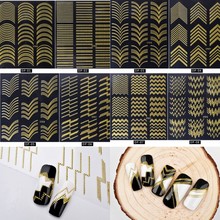 8pcs Mixed Design 3D Nail Stickers Gold Self Adhesive Metallic Nail Art Transfer Stickers For DIY Metal Nails Charms Decorations 2024 - buy cheap