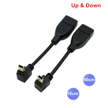 Вверх и вниз под углом 90 градусов, мини USB Тип B к USB разъему OTG, кабель 10 см, 25 см, 0,1 м, 0,25 м для планшета 2024 - купить недорого