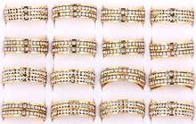 Wholesale Bulk 10Pcs Gold 2Row CZ Inlay Stainless Steel Ring Band Husband Birthday Xams Gift 17-21MM Fashion Jewelry FREE 2024 - buy cheap