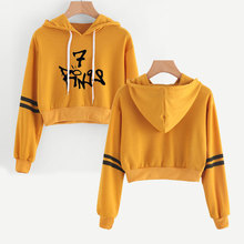 Ariana grande 7 anéis topo de colheita hoodie obrigado u próximo harajuku recortado moletom streetwear hip hop mangas compridas pulôver 2024 - compre barato