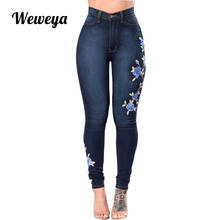 Weweya Plus Size 3XL Embroidery Jeans 2018 High Waist Women Jeans Skinny Winter Denim Push Up Jeans Slim Mom Jeans Female 2024 - buy cheap