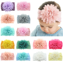 Yundfly-Diadema de flores de algodón para bebé, diadema ancha elástica de nailon con flores, accesorios para el cabello para niña, 10 Uds. 2024 - compra barato