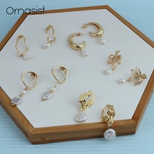 Gold Metal Irregular Freshwater Pearl Drop Earrings Letter Geometry Tree Natural Pearls Dangle Earring For Women Jewelry Gifts 2024 - buy cheap