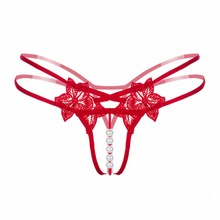 Calcinha feminina sensual renda fio dental massageador pérola sensual lingerie temperatura 2024 - compre barato