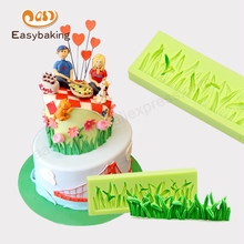 Molde de decoração de bolo verde de grama, molde de silicone para fondant, chocolate, confeitaria, molde decorativo de bolo 2024 - compre barato