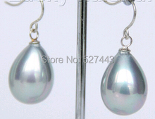 Wholesale free shipping >>AAA Dangle 12*16mm drip gray sea shell pearls earring 2024 - buy cheap