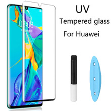 Изогнутое закаленное стекло с полным покрытием клея для УФ-лампы, 10 шт., для Huawei P30 pro P20 pro lite, для Huawei Mate 20 pro lite, Защитная пленка для экрана 2024 - купить недорого