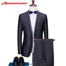 Black Slim Fit Notched Lapel Prom Men Suit Costume Homme Two Buttons Terno Masculino Wedding Suits for Men (Jacket+Pant) 2024 - buy cheap