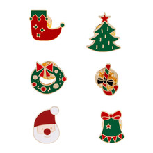 Fashion Cartoon Christmas Brooch Pins For Women Cute Santa Claus Tree Jingle Bells Socks Donuts Candy Enamel Badges 2024 - buy cheap