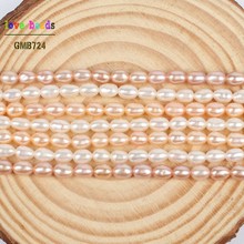 AAA Natural White Pink Freshwater Pearl Rice Shape Beads Strand 15" for Bracelets Necklace Jewelry Making 3.5*4mm 2024 - buy cheap