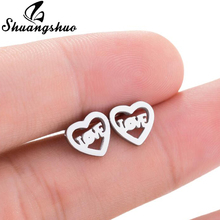 Shuangshuo Cute Small Heart Stainless Steel Earrings 2018 Love Stud Earrings for Women Jewelry Accessories for Lovers brincos 2024 - buy cheap