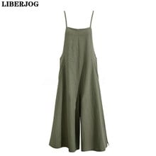 LIBERJOG-monos de pierna ancha para mujer, pantalones sexys de talla grande, informales, holgados, con tirantes, Espalda descubierta, largo transpirable 2024 - compra barato