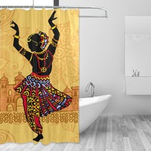 Cortina de ducha impermeable respetuosa con el medio ambiente con 12 ganchos África Dance mujeres patrón de tela de poliéster cortina de baño decoración del hogar 2024 - compra barato