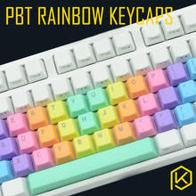 PBT laser rainbow Keycaps 37 Keys in OEM Profile With Cherry MX Stems PBT plastic command option for gh60 xd64 tada68 87 104 96 2024 - buy cheap