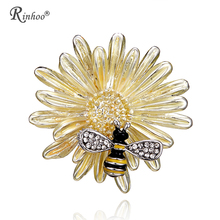 RINHOO Fashion Rhinestone Crystal Brooches Pins Daisy Flower Sunflower Honeybee Insect Weddings Party Brooch Pin Women Jewelry 2024 - buy cheap