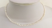 Collar con broche de color dorado y Perla blanca para mujer, 36cm de 14 y joyería de moda, 3-4mm, regalo de perla natural de agua dulce 2024 - compra barato