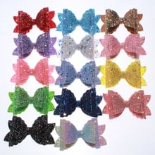 50PCS 8CM Newborn Glitter Leather Hair Bow With Fully Covered For Hair Clips Bowknot Boutique Hair Bows For Headbands 2024 - buy cheap