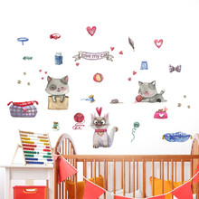 Adhesivos de gato para pared de mascotas para habitación de niños, decoración del hogar, dormitorio, sala de estar, pegatinas de pared de PVC, arte Mural 2024 - compra barato