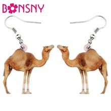 Bonsny-pendientes de acrílico con forma de camello, joyería de animales salvajes, dijes, regalo para mujeres, niñas y adolescentes 2024 - compra barato