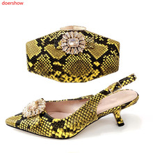 doershow Italian Ladies goldShoes and Bags To Match Set Nigerian Shoes and Matching Bag African Wedding Shoes and Bag Set!HBJ1-3 2024 - buy cheap