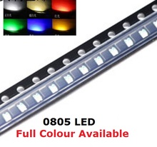 Freeship 100 pces 0805 smd led grânulo roxo vermelho amarelo verde branco azul laranja branco quente emissor de luz diodo alta qualidade brilhante
