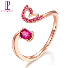 LP Customized 9K 10K 14K 18K Rose GoldPeacock Engagement Rings Natural Gemstone Ruby Fine Jewelry For Women Online Best Buy Gift 2024 - buy cheap