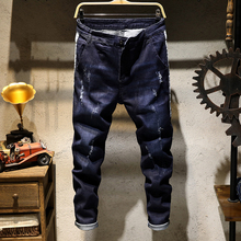Мужские джинсы, модные дизайнерские брендовые эластичные прямые джинсы, новинка 2019, мужские узкие облегающие мужские джинсы стрейч, 28-38 2024 - купить недорого