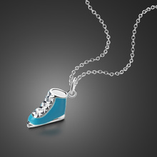 Fashion design blue skates pendant necklace 925 sterling silver woman necklace New creative girl solid silver chain jewelry gift 2024 - buy cheap