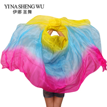 1pc Belly Dance Practice Stage Performance 100% Silk Veils Belly Dancing Graduated Colour Belly Dance Silk Veils 250 / 270*114cm 2024 - buy cheap