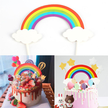 5 Pcs Colorful Rainbow Cake Topper Birthday Wedding Cake Flags Cloud Balloon cake flag Birthday Party Baking Decoration Supplies 2024 - buy cheap