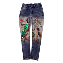plus size 25-32!2021 Spring Autumn Women Fashion Painted Beauty Jeans Denim Pants Vintage Cotton pencil jeans 2024 - buy cheap