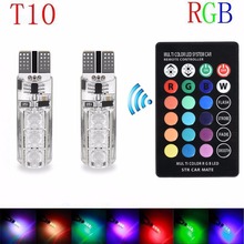 2Pcs 5w Led Bulb 12V Auto Interior Light Led Lamps Car Signal Lights T10 Bulbs For Car Clearance RGB With Remote Control#258493 2024 - buy cheap