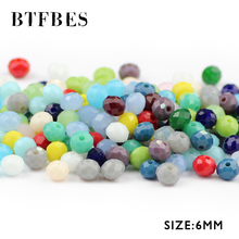 BTFBES-cuentas de cristal de cerámica austriaco facetadas, 6x4mm, Color AB, cuenta suelta redonda plana para joyería, pulsera, fabricación de pendientes, bricolaje, 50 Uds. 2024 - compra barato