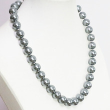 Cuentas redondas de perlas de imitación de concha gris para mujer, abalorios de regalo de Ceremonia de 8,10,12,14mm, collar de joyería de 18 pulgadas B1477 2024 - compra barato
