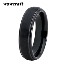 Mens Womens Tungsten Wedding Band Black Color with Stepped Edges Comfort Fit Matte Finish Surface 2024 - buy cheap