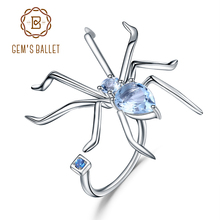 Женское кольцо с небесно-голубым топазом GEM'S BALLET, винтажный Готический перстень серебристого цвета с натуральным небесно-голубым топазом, вечерние ювелирные украшения, карат 2024 - купить недорого